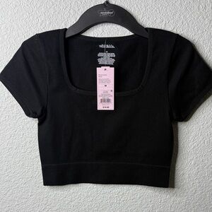 Wild Fable Black Ribbed Crop Top